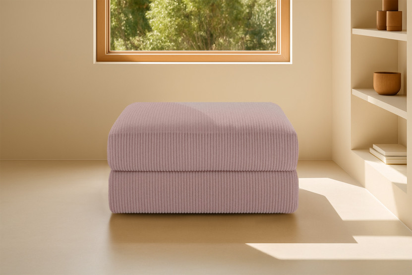 Pouf convertible et modulable - Velours côtelé Rose pâle