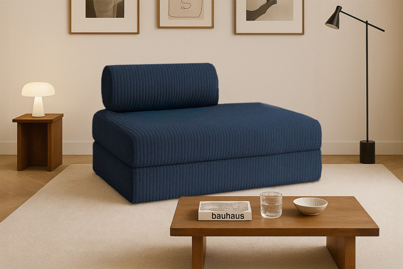 Canapé 2 places convertible et modulable - Velours côtelé XL Bleu