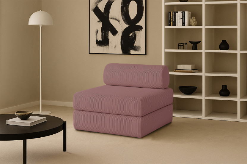 Fauteuil convertible et modulable - Velours côtelé Rose