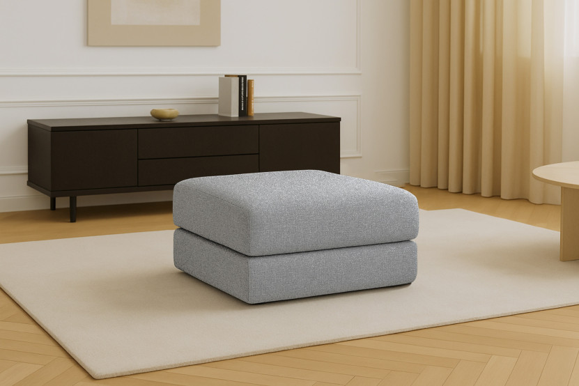 Pouf convertible et modulable - Tissu tweed Gris