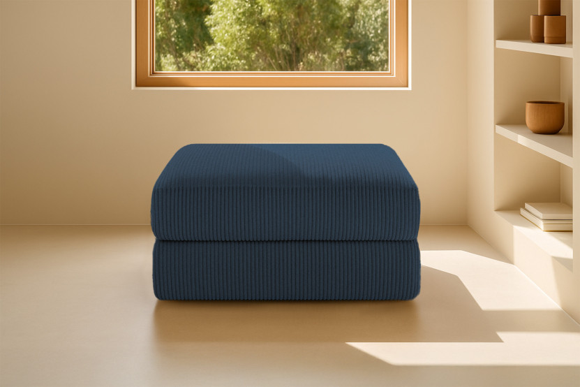Pouf convertible et modulable - Velours côtelé Bleu