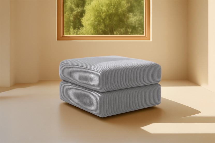 Pouf convertible et modulable - Velours côtelé Gris clair