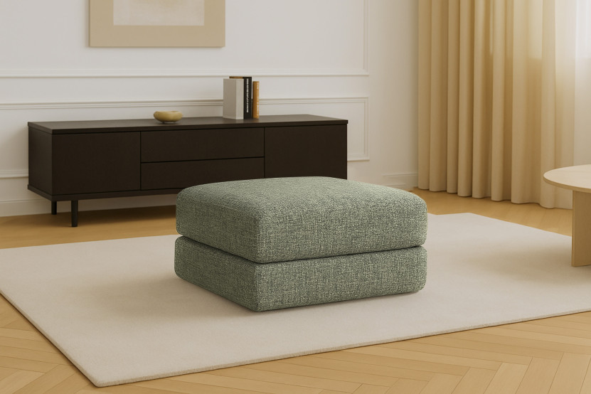 Pouf convertible et modulable - Tissu tweed Vert