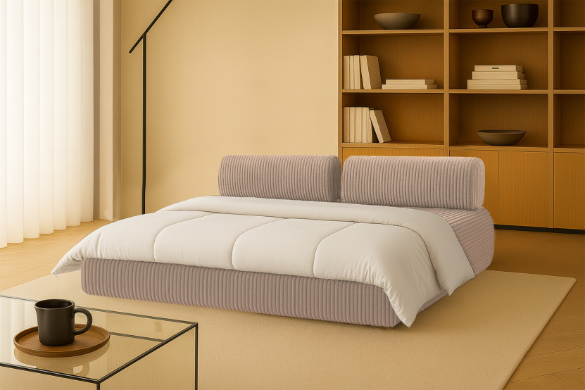 Canapé 3 places convertible et modulable - Velours côtelé XL Marron