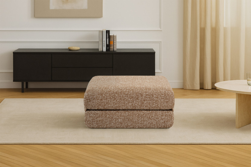 Pouf convertible et modulable - Tissu tweed Marron