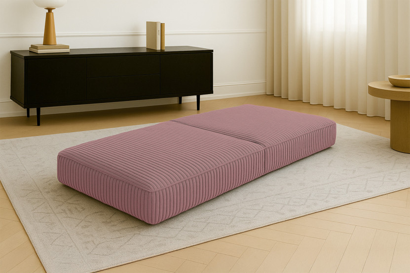 Pouf convertible et modulable - Velours côtelé XL Rose