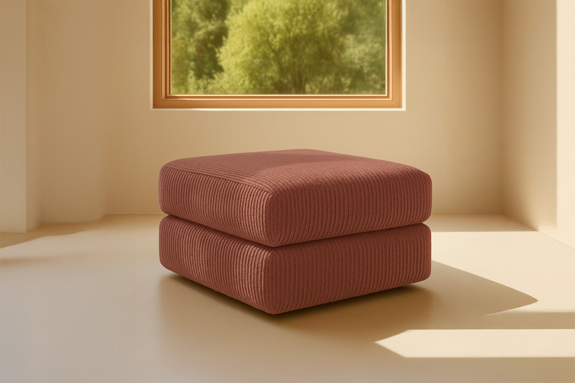 Pouf convertible et modulable - Velours côtelé Terracotta