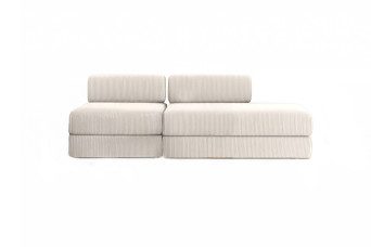 Canapé 3 places - 2 modules convertibles : Canapé 2 places + Fauteuil - Velours côtelé Blanc