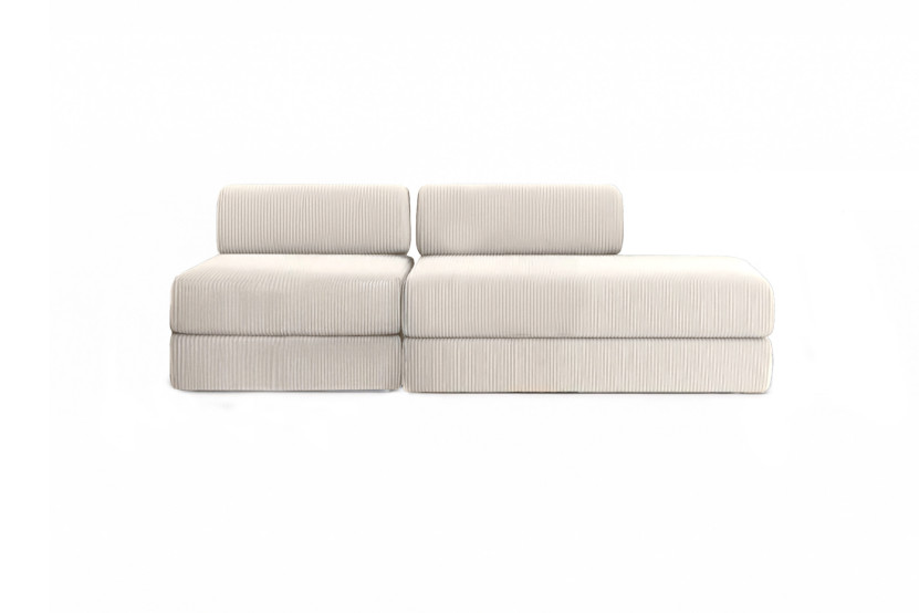 Canapé 3 places - 2 modules convertibles : Canapé 2 places + Fauteuil - Velours côtelé Blanc