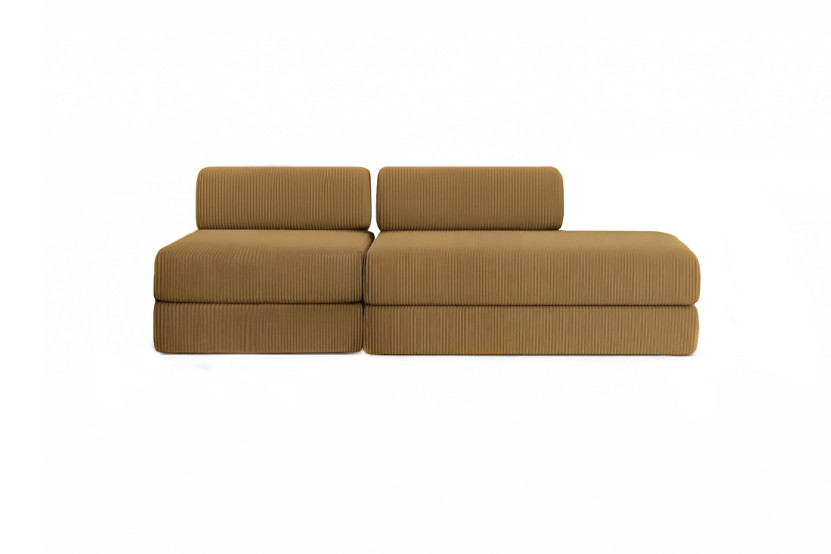 Canapé 3 places - 2 modules convertibles : Canapé 2 places + Fauteuil - Velours côtelé Jaune