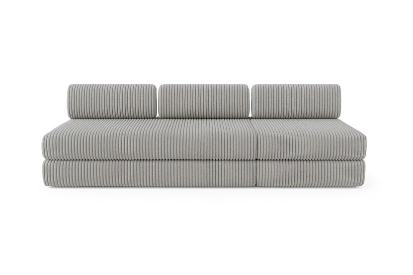 Canapé 4 places - 2 modules convertibles : Canapé 3 places + Fauteuil - Velours côtelé XL Gris clair