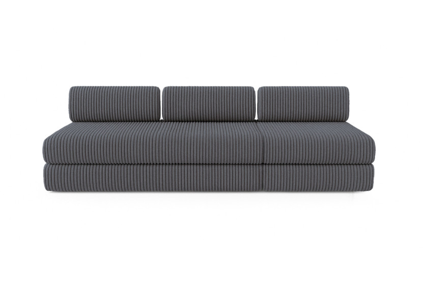 Canapé 4 places - 2 modules convertibles : Canapé 3 places + Fauteuil - Velours côtelé XL Gris