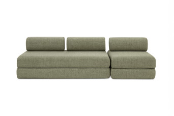 Canapé 4 places - 2 modules convertibles : Canapé 3 places + Fauteuil - Tissu tweed Vert