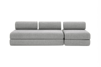 Canapé 4 places - 2 modules convertibles : Canapé 3 places + Fauteuil - Tissu tweed Gris