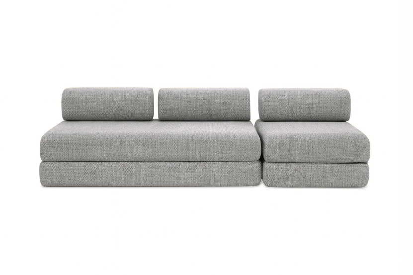 Canapé 4 places - 2 modules convertibles : Canapé 3 places + Fauteuil - Tissu tweed Gris