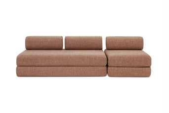 Canapé 4 places - 2 modules convertibles : Canapé 3 places + Fauteuil - Tissu tweed Rouge