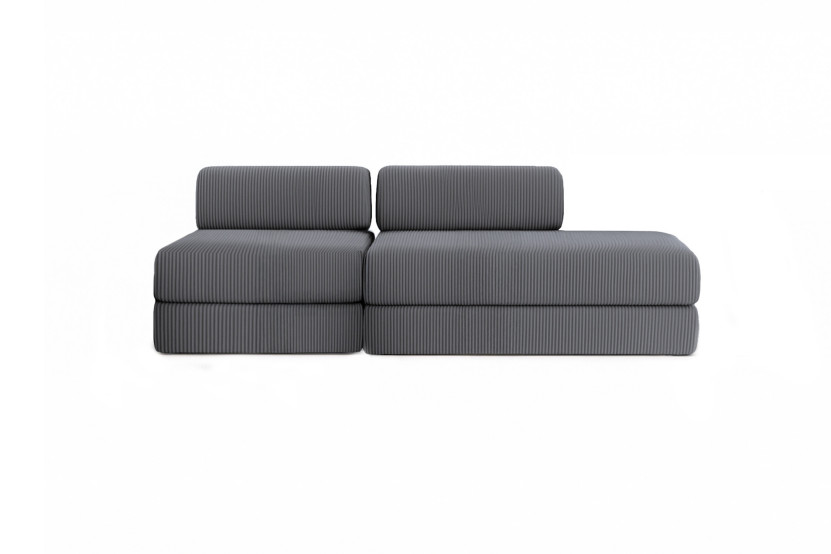 Canapé 3 places - 2 modules convertibles : Canapé 2 places + Fauteuil - Velours côtelé Gris
