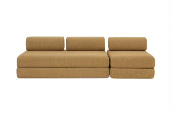 Canapé 4 places - 2 modules convertibles : Canapé 3 places + Fauteuil - Tissu tweed Jaune