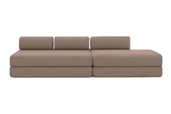 Canapé 5 places - 2 modules convertibles : Canapé 3 places + Canapé 2 places - Tissu lisse Marron