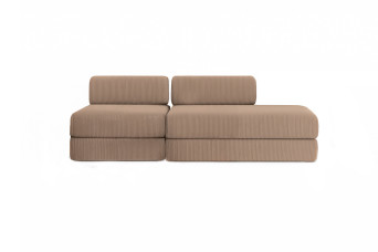 Canapé 3 places - 2 modules convertibles : Canapé 2 places + Fauteuil - Velours côtelé Taupe