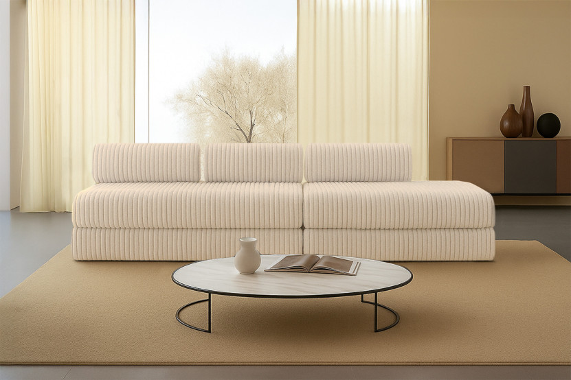 Canapé 5 places - 2 modules convertibles : Canapé 3 places + Canapé 2 places - Velours côtelé XL Beige