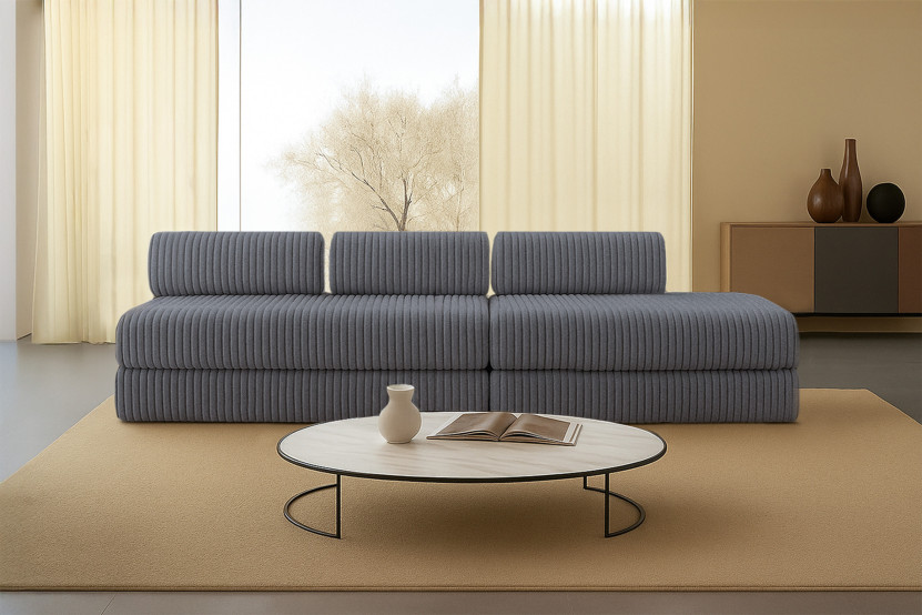 Canapé 5 places - 2 modules convertibles : Canapé 3 places + Canapé 2 places - Velours côtelé XL Gris