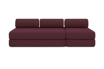 Canapé 4 places - 2 modules convertibles : Canapé 3 places + Fauteuil - Tissu lisse Rouge