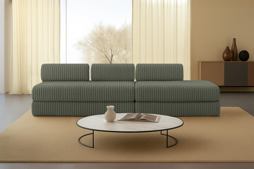 Canapé 5 places - 2 modules convertibles : Canapé 3 places + Canapé 2 places - Velours côtelé XL Vert