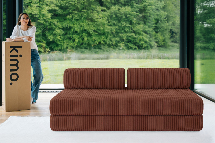 Canapé 3 places convertible et modulable - Velours côtelé XL Terracotta