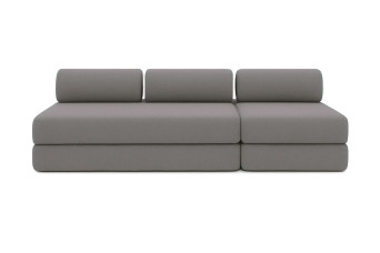 Canapé 4 places - 2 modules convertibles : Canapé 3 places + Fauteuil - Tissu lisse Gris