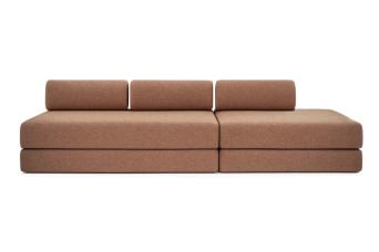 Canapé 5 places - 2 modules convertibles : Canapé 3 places + Canapé 2 places - Tissu tweed Rouge