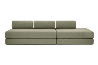 Canapé 5 places - 2 modules convertibles : Canapé 3 places + Canapé 2 places - Tissu tweed Vert