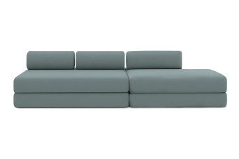 Canapé 5 places - 2 modules convertibles : Canapé 3 places + Canapé 2 places - Tissu lisse Vert