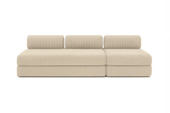 Canapé 4 places - 2 modules convertibles : Canapé 3 places + Fauteuil - Velours côtelé Beige