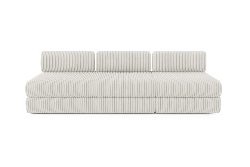 Canapé 4 places - 2 modules convertibles : Canapé 3 places + Fauteuil - Velours côtelé XL Blanc