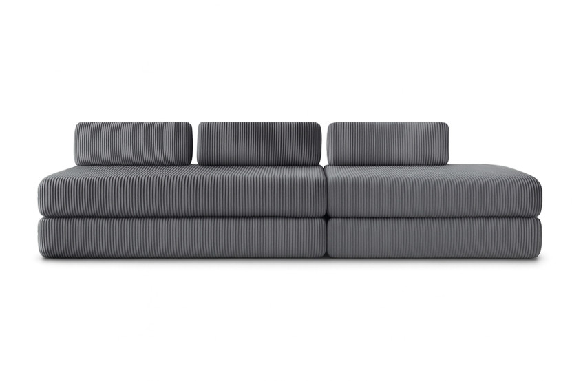 Canapé 5 places - 2 modules convertibles : Canapé 3 places + Canapé 2 places - Velours côtelé Gris