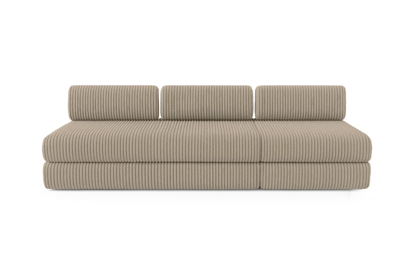 Canapé 4 places - 2 modules convertibles : Canapé 3 places + Fauteuil - Velours côtelé XL Taupe