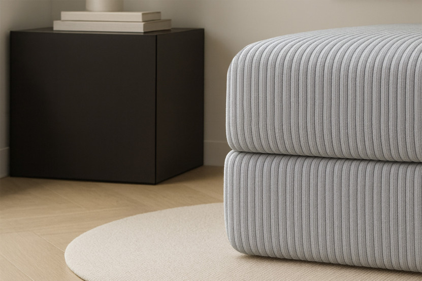 Fauteuil convertible et modulable - Velours côtelé XL Gris clair