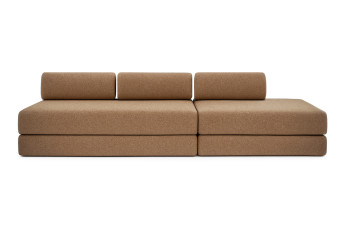 Canapé 5 places - 2 modules convertibles : Canapé 3 places + Canapé 2 places - Tissu tweed Marron