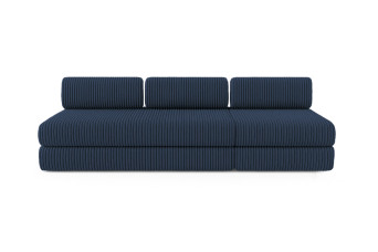 Canapé 4 places - 2 modules convertibles : Canapé 3 places + Fauteuil - Velours côtelé XL Bleu