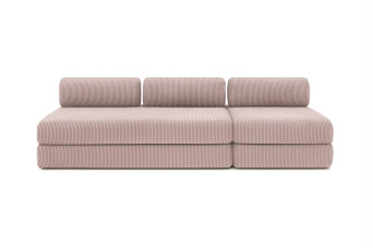 Canapé 4 places - 2 modules convertibles : Canapé 3 places + Fauteuil - Velours côtelé Rose pâle