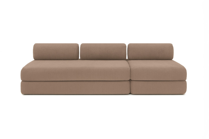 Canapé 4 places - 2 modules convertibles : Canapé 3 places + Fauteuil - Velours côtelé Taupe