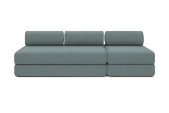 Canapé 4 places - 2 modules convertibles : Canapé 3 places + Fauteuil - Tissu lisse Vert