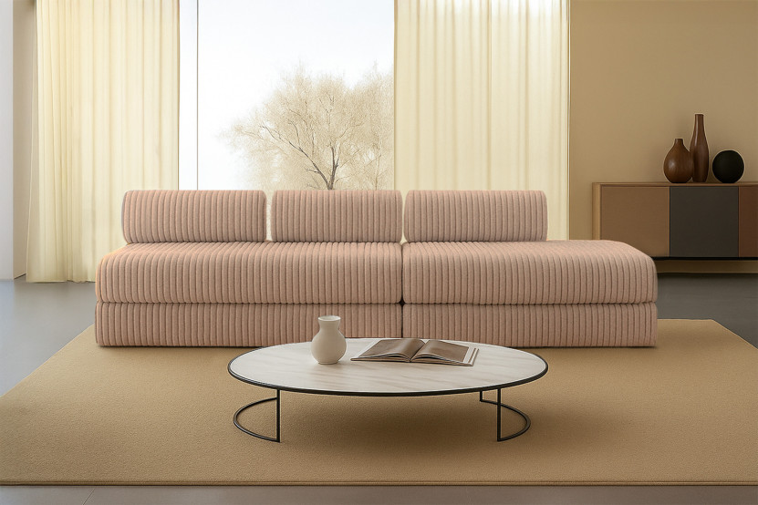 Canapé 5 places - 2 modules convertibles : Canapé 3 places + Canapé 2 places - Velours côtelé XL Marron