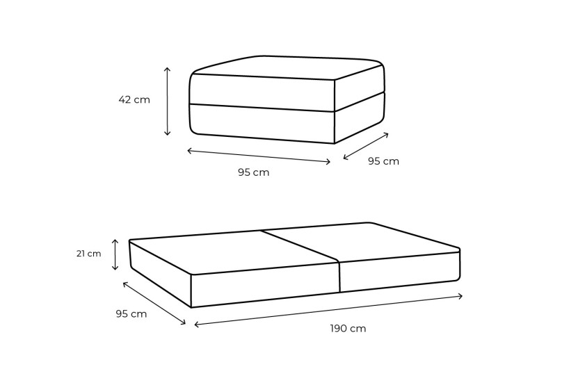 Pouf convertible et modulable - Velours côtelé Bleu