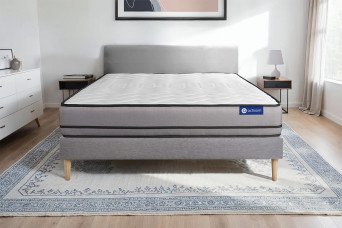 Ensemble Matelas Sommier 120x200 cm - Sommier Gris (en kit) - Actimemo Night