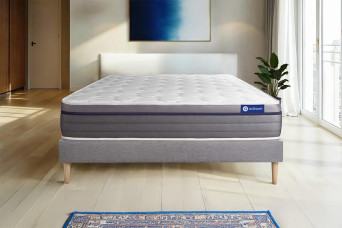 Ensemble Matelas Sommier 120x190 cm - Sommier Gris (en kit) - Actilatex Zen