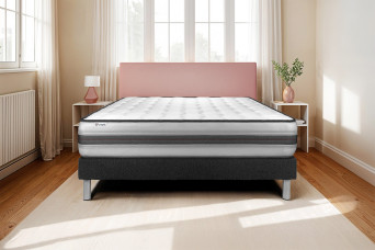 Ensemble Matelas Sommier 150x200 cm - Sommier Noir (en kit) - Vitalpower Recover