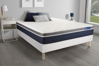 Ensemble Matelas Sommier 160x190 cm - Sommier Blanc (en kit) - Actilatex Confort