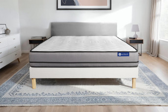 Ensemble Matelas Sommier 140x210 cm - Sommier Blanc (en kit) - Actimemo Night